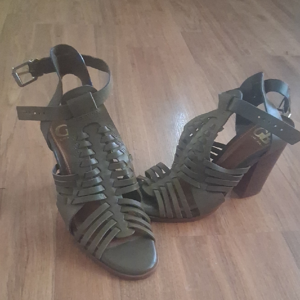 GB Girls Olive Braided Block Heel Sandals